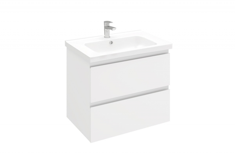 Тумба подвесная ELECTRA 70 с умывальником Creavit Ideal 70, УЛЬТРА белый глянец