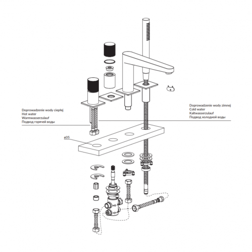 Смеситель на борт ванны Omnires Contour брашированное золото