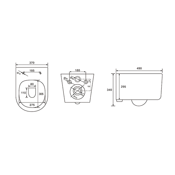 UP Forte Унитаз подвесной безободковый с крышкой Slim Soft-close, 490х370х340 мм, глянцевый белый