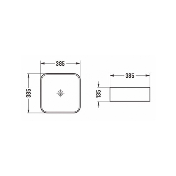 UP Раковина накладная 38,5*38,5*13,5  глянцевый белый