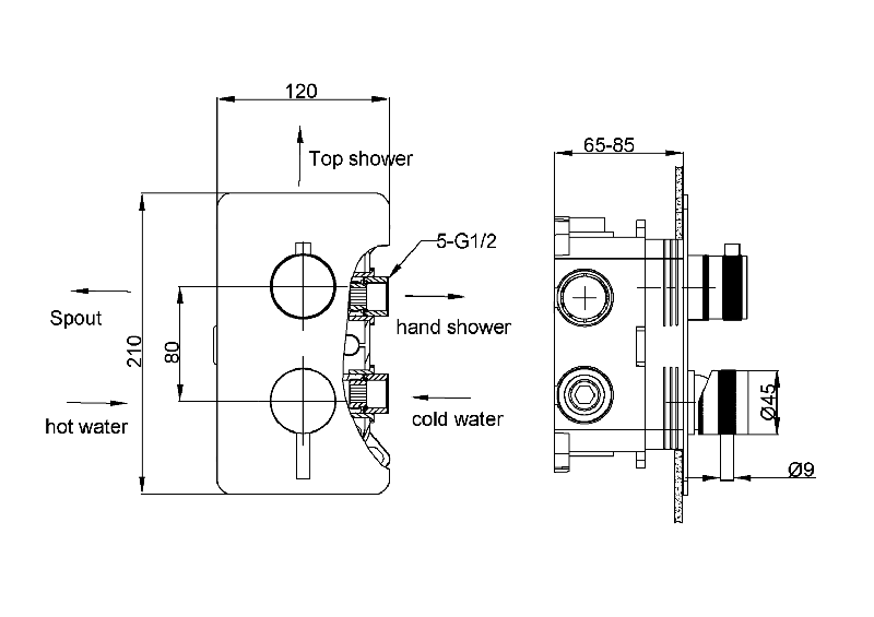 Смеситель BOHEME встроенный однорычажный 3-х проходной