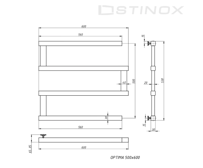 Полотенцесушитель водяной STINOX OPTIMA нержавеющая сталь