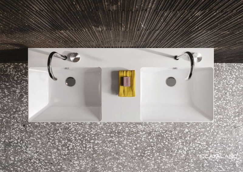 Раковина Catalano Zero 125x50 на 2 чаши, без отв. под смеситель, белый глянцевый