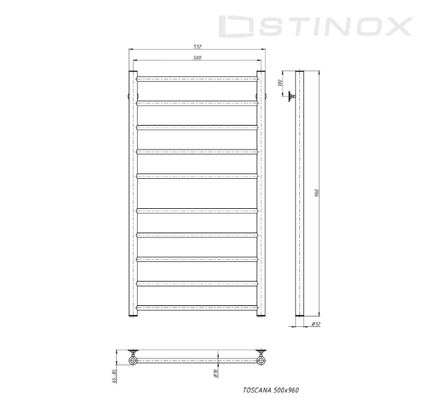 Полотенцесушитель электрический STINOX TOSCANA 