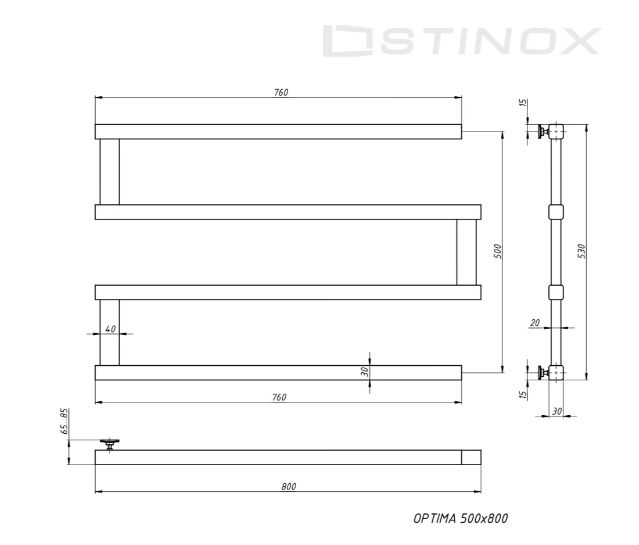 Полотенцесушитель водяной STINOX OPTIMA нержавеющая сталь