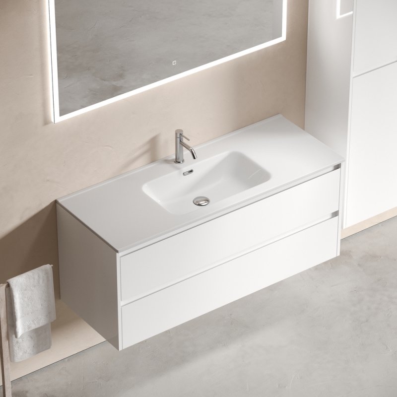 Тумба под раковину Sancos Libra 120*45 подвесная, белый глянец