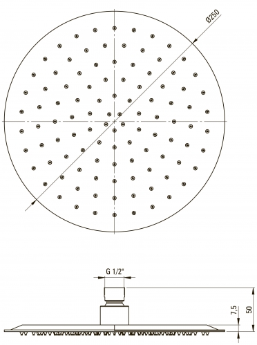 Верхний тропический душ 25 мм Deante Cascada 