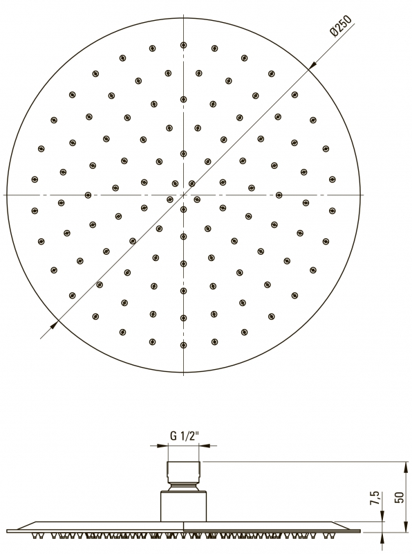 Верхний тропический душ 25 мм Deante Cascada 