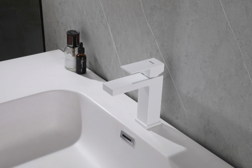 Смеситель ABBER Daheim  для раковины, белый матовый