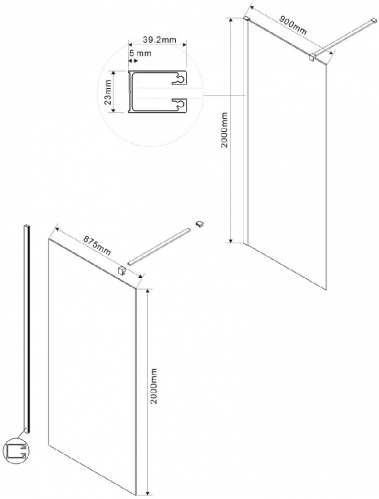 Душевая стенка Vincea Walk-In  90 см брашированное золото