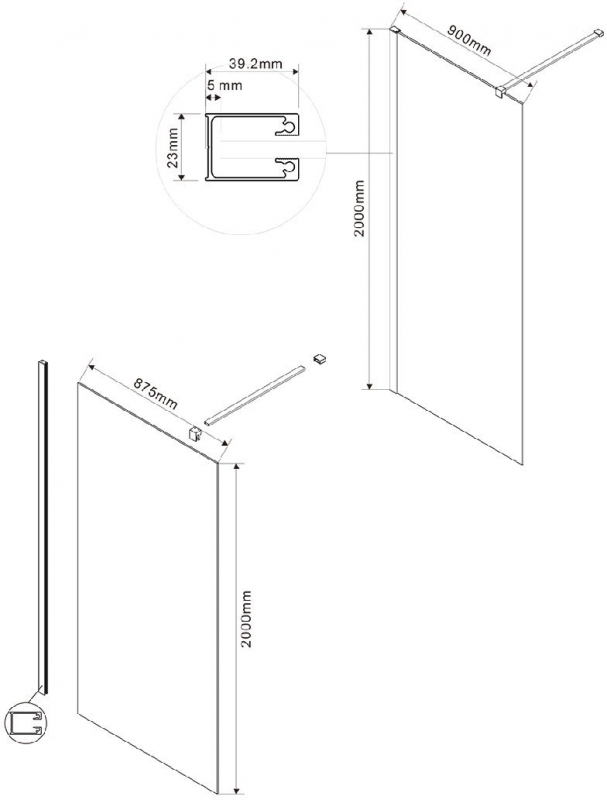 Душевая стенка Vincea Walk-In  90 см брашированное золото