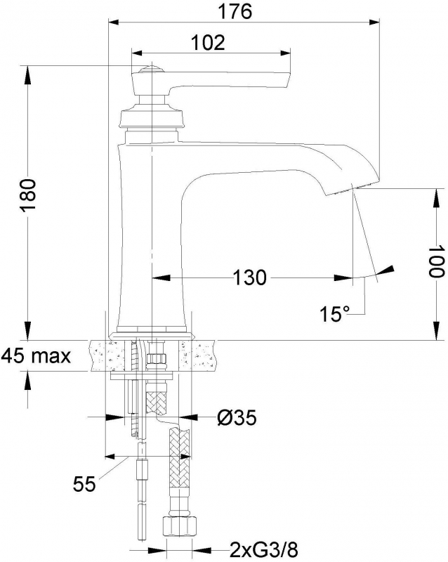 Смеситель для умывальника Omnires Armance хром