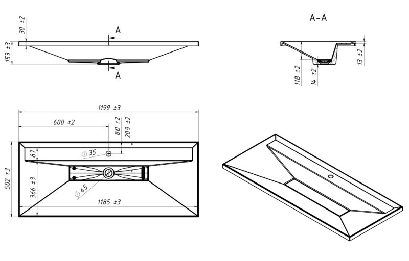 Умывальник Belux Фаворит 1200