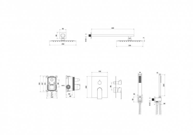 Душевая система скрытого монтажа Aquatek Лира черный 