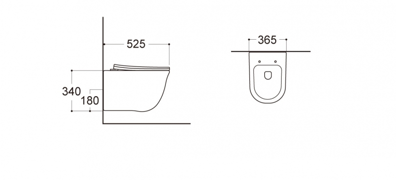 Унитаз подвесной безободковый Aquatek КЛАССИК 525*365*340 с легкосъемным сиденьем Soft Close в комплекте