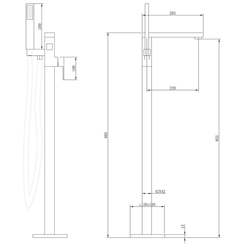 Смеситель ABBER Daheim напольный, белый матовый