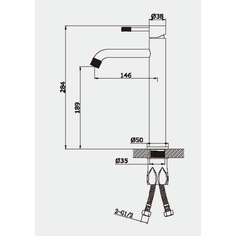 Смеситель для умывальника VIEIR, высокий, цвет графит