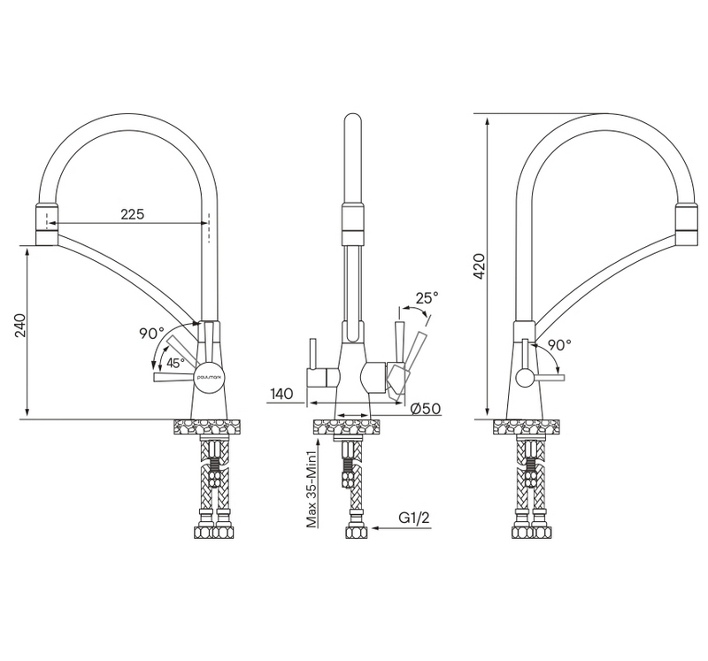 Смеситель PAULMARK SIEGEN (черный/вороненая сталь)