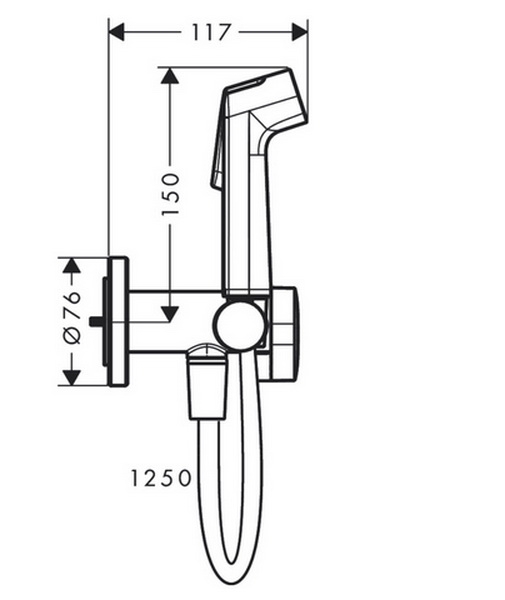 Гигиенический душ Hansgrohe Bidette S EcoSmart держатель и шланг 125 см, матовый черный 