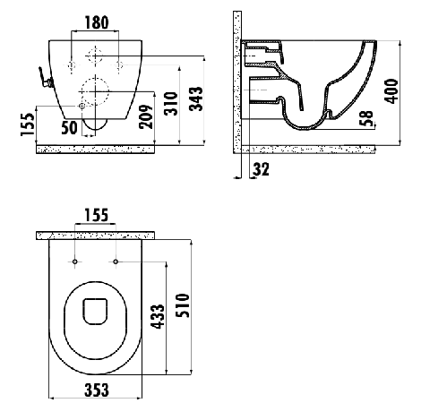 Унитаз подвесной Creavit Free безободковый с интегрированной функцией биде, с крышкой