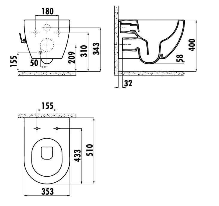 Унитаз подвесной Creavit Free безободковый с интегрированной функцией биде, с крышкой