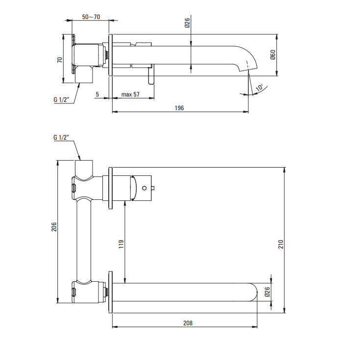 DEANTE SILIA СМЕСИТЕЛЬ ДЛЯ РАКОВИНЫ СКРЫТОГО МОНТАЖА, графит