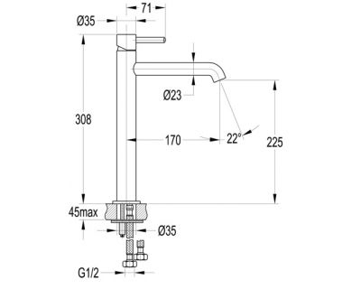 Смеситель для умывальника Omnires Y высокий 30, 5 см, хром