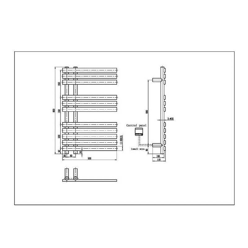Полотенцесушитель электрический Boheme VENTURO 500/800 Nikel Brush