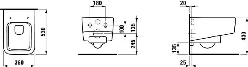 LAUFEN PRO S унитаз подвесной  53х36 безободковый