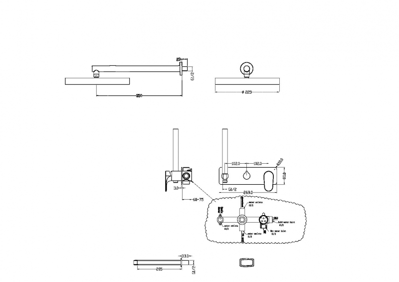 Душевая система скрытого монтажа Boheme Spectre матовый белый