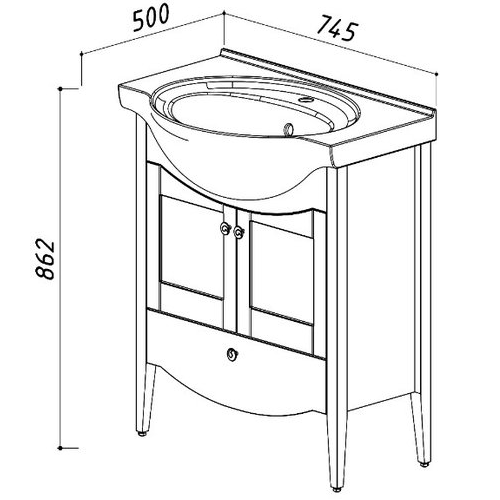 Тумба с умывальником Белюкс Афины Н 75-01(18), белый матовый
