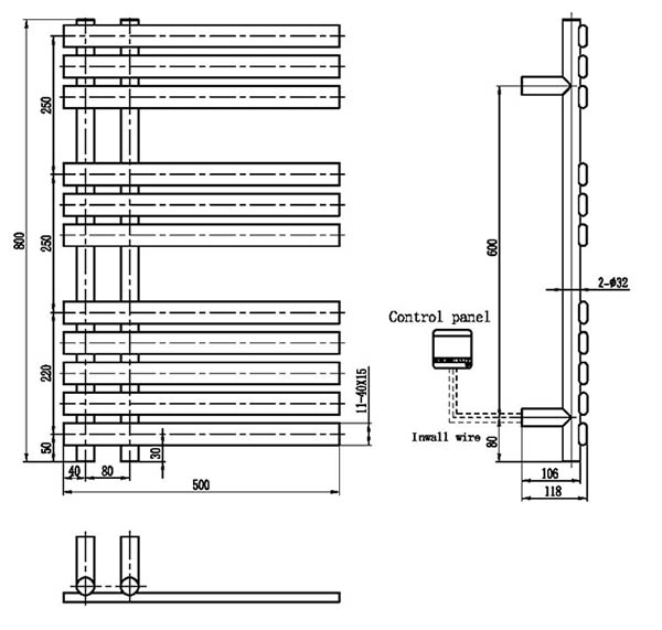 Полотенцесушитель Boheme Venturo  Black 50*80 электрический