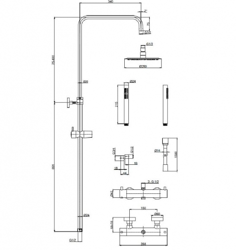 ДУШЕВАЯ СИСТЕМА DEANTE SILIA СКРЫТОГО МОНТАЖА, брашированная бронза