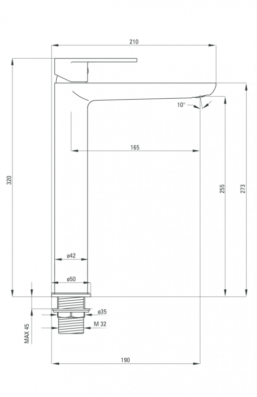 Deante Alpinia Nero Смеситель для раковины высокий, черный