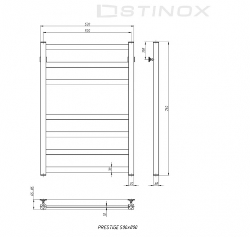 Полотенцесушитель водяной PRESTIGE 500x800 оружейная сталь