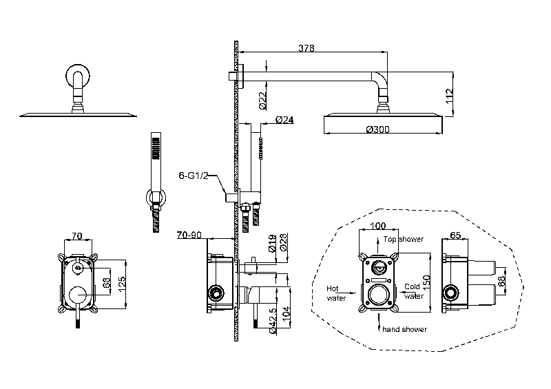 Душевая система скрытого монтажа Boheme Uno