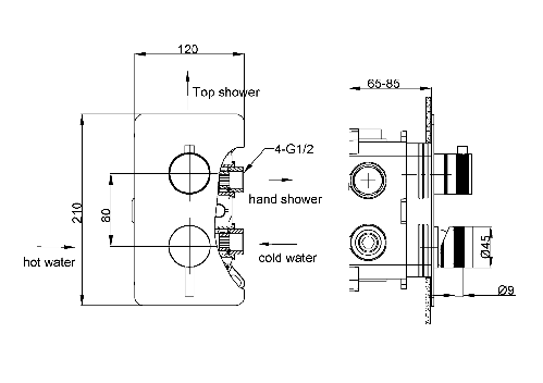 Смеситель встроенный однорычажный 2-х проходной , графит