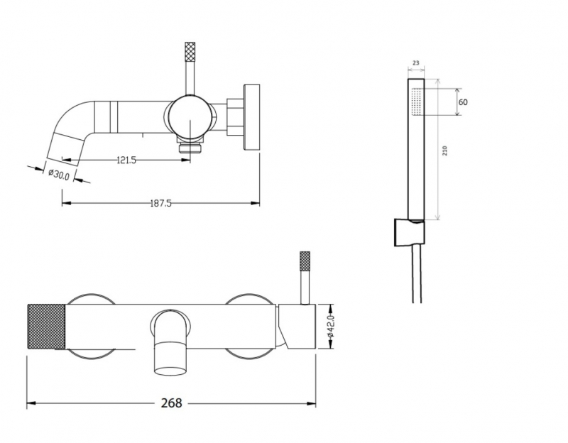 Смеситель для ванны Boheme Uno, брашированная бронза