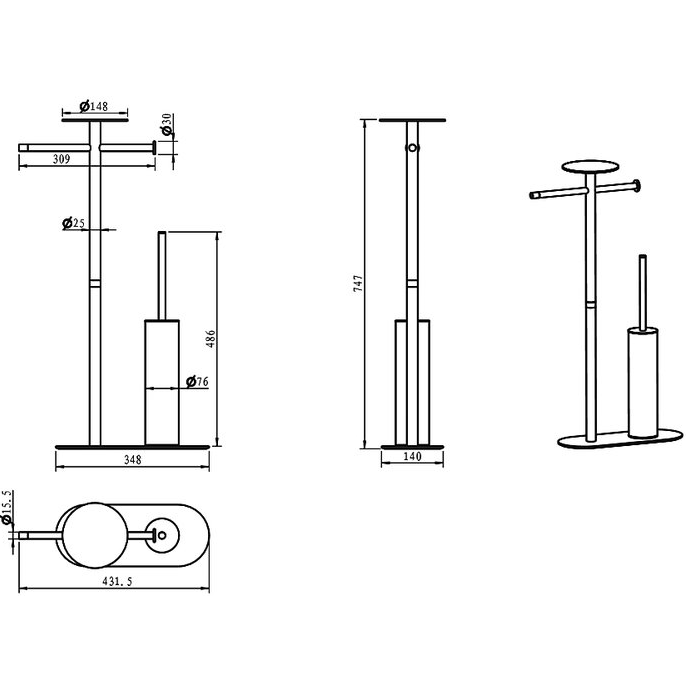 Стойка комбинированная Boheme Q черный/хром