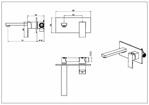 Смеситель встраиваемый для раковины Groсenberg  в цвете Хром