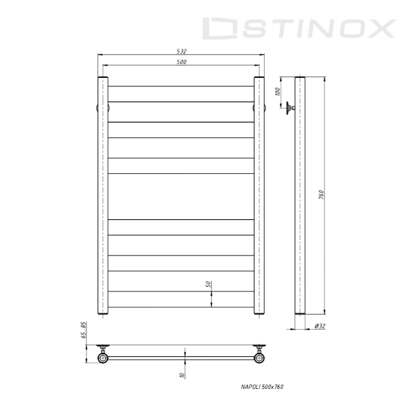 Полотенцесушитель водяной Stinox Napoli золото брашированное