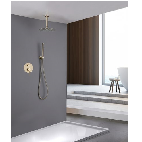 Душевая система скрытого монтажа ABBER Emotion без излива, золото брашированное