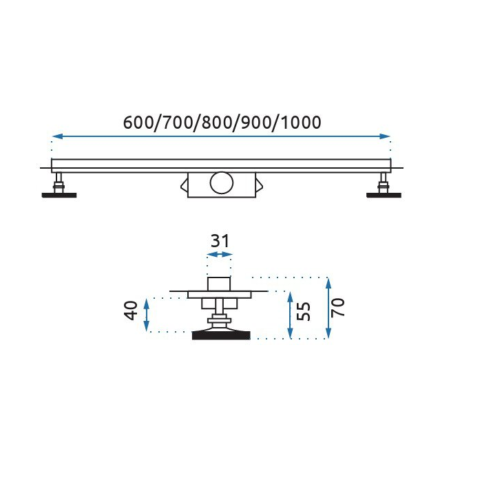 Душевой лоток с решеткой Rea Neo Slim Pro 900 Gold Mirror  золото