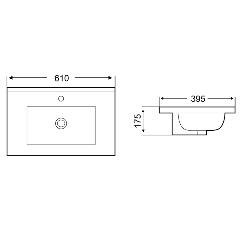 Умывальник встраиваемый Welt-Wasser DEILBACH 7506-60 MT-BL 61x39,5 черный матовый