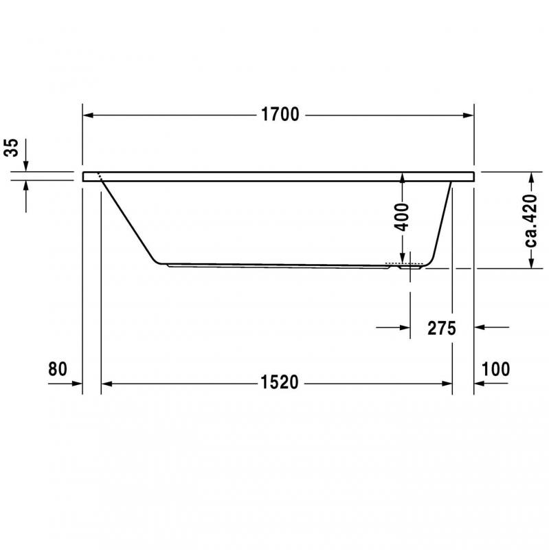 Ванна акриловая Duravit D-Code, 170 х 70 с ножками