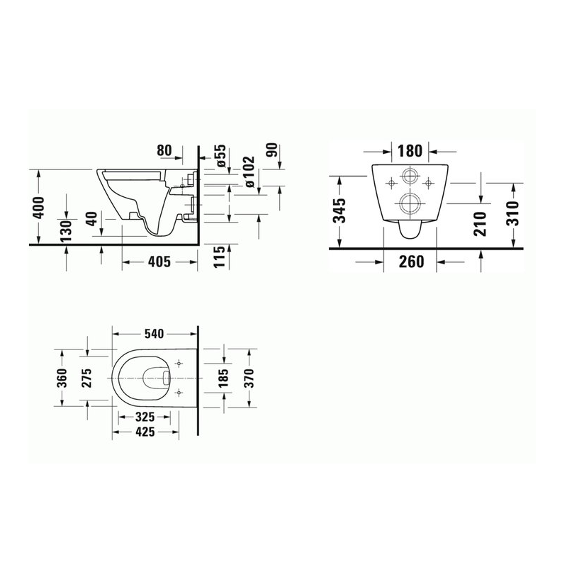 Унитаз подвесной Duravit Rimless D-Neo 37x54 Soft Close