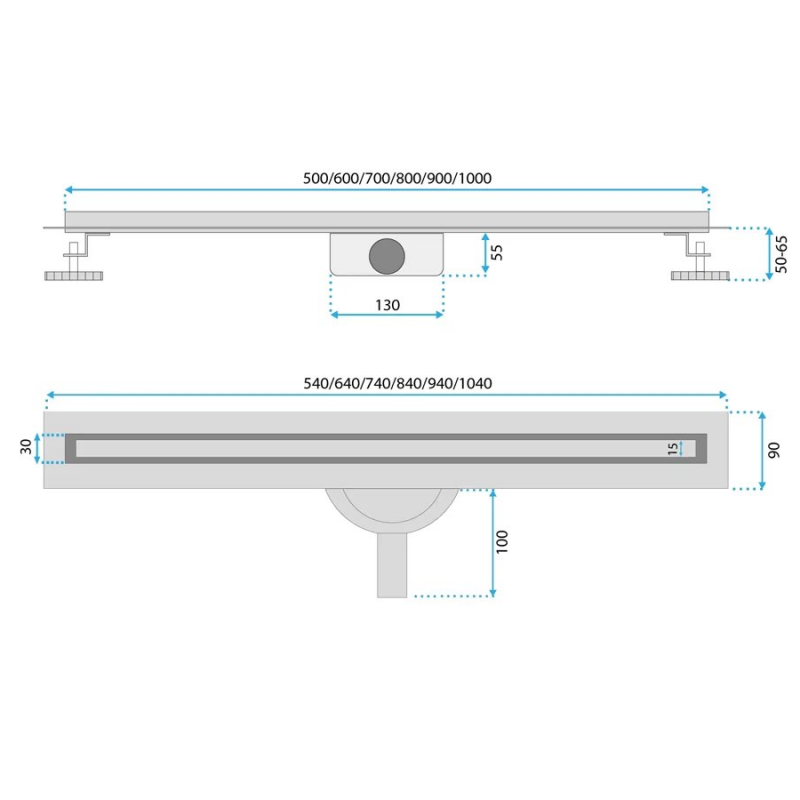 Душевой лоток Rea Neox Slim pro nikiel brush, нержавеющая сталь