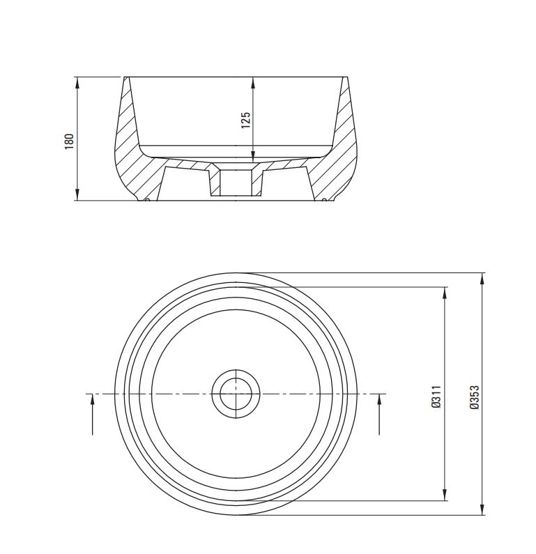Deante Arnika Умывальник накладной, d=35,3 высота 18 см
