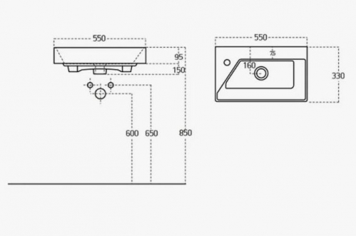 Умывальник Raval Слим Синерджи 55x33 белый