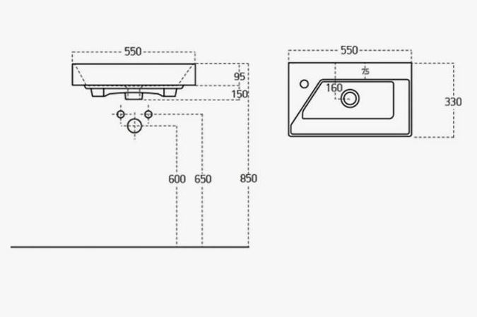 Умывальник Raval Слим Синерджи 55x33 белый